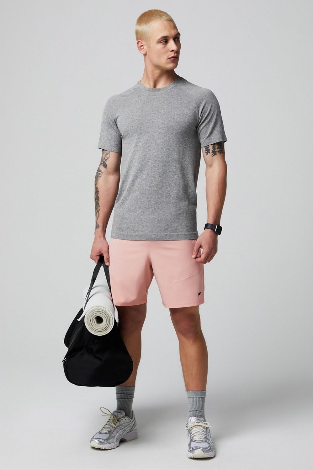 image:imageFabletics Mens The Fundamental Short II Lined Workout Running Training Gym Yoga Ultra LightweightPink Slate