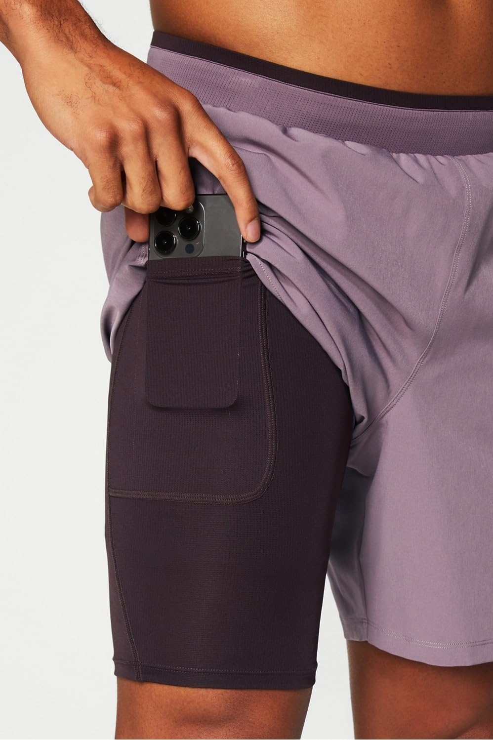 image:imageFabletics Mens The Fundamental Short II Lined Workout Running Training Gym Yoga Ultra LightweightPlum Cactus