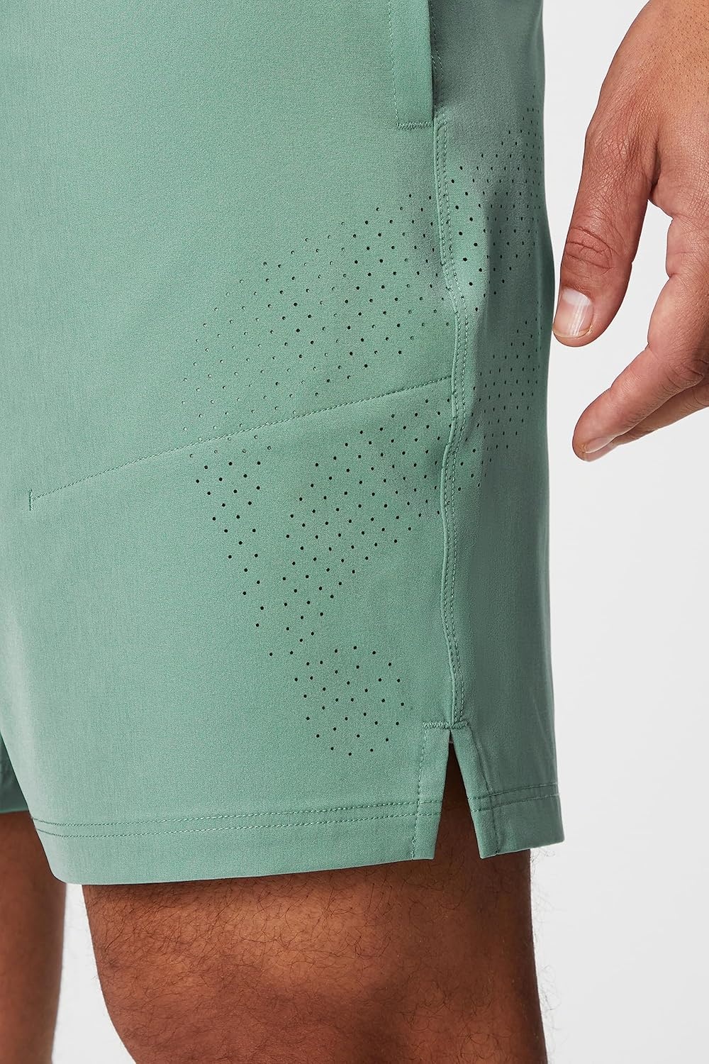 image:imageFabletics Mens The Fundamental Short II Workout Running Training Gym Yoga Ultra LightweightGrey Thyme Perforated