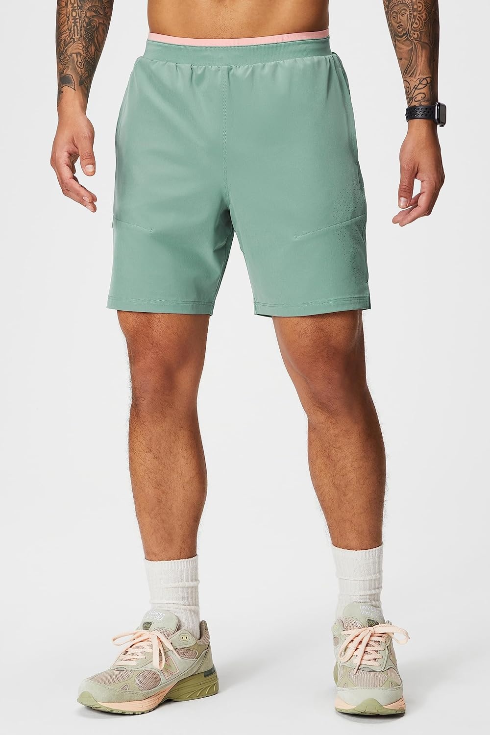 image:imageFabletics Mens The Fundamental Short II Workout Running Training Gym Yoga Ultra LightweightGrey Thyme Perforated