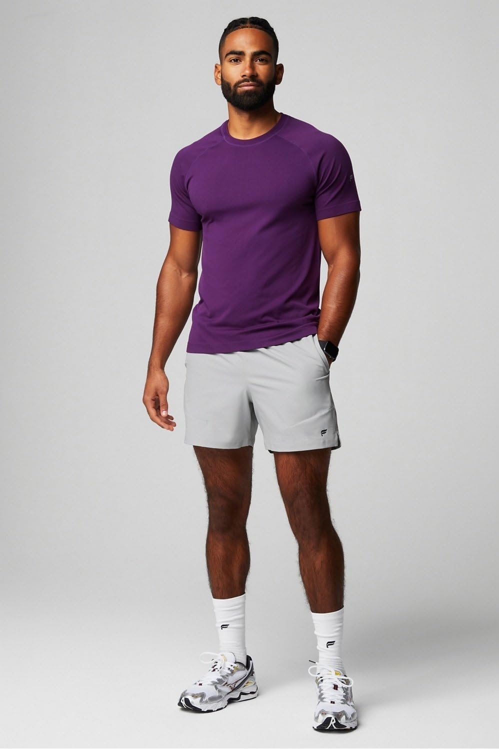 image:imageFabletics Mens The Fundamental Short II Workout Running Training Gym Yoga Ultra LightweightMineral Grey