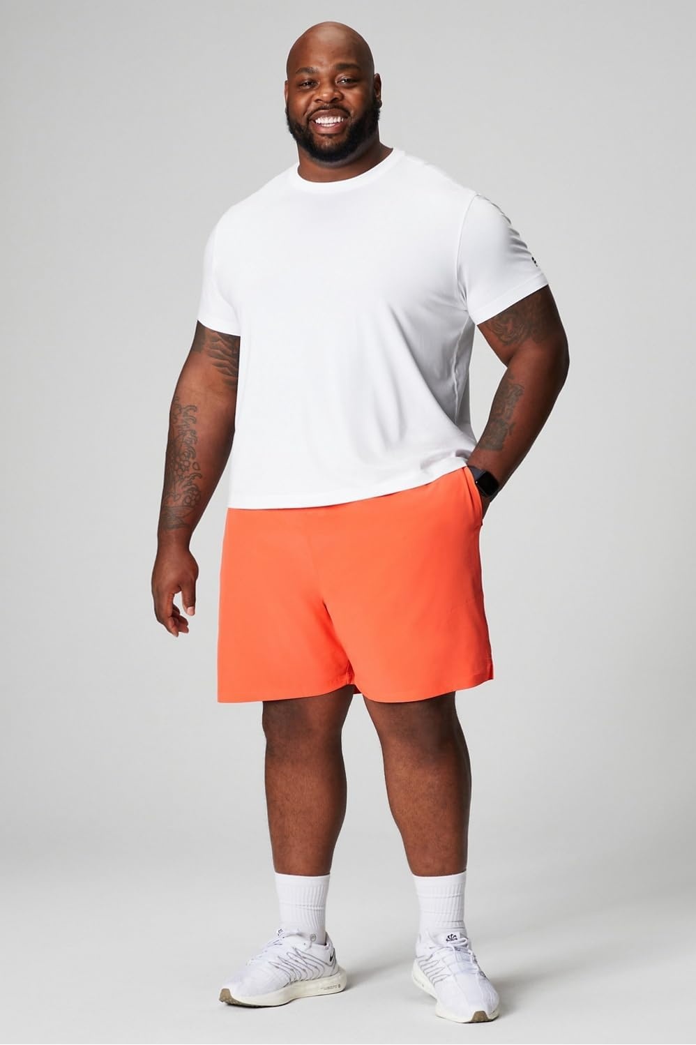 image:imageFabletics Mens The Fundamental Short II Workout Running Training Gym Yoga Ultra LightweightPassion Orange