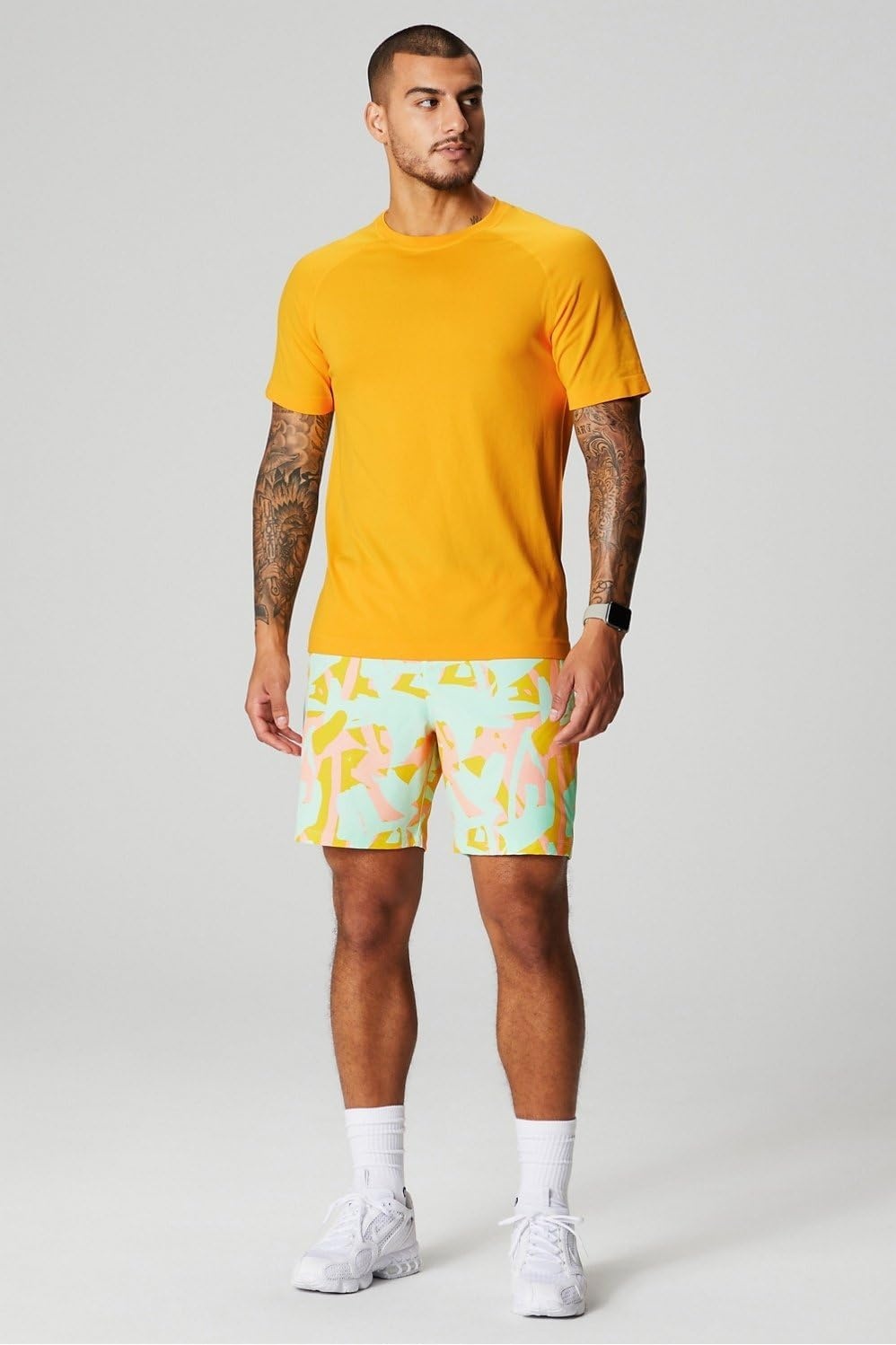 image:imageFabletics Mens The Fundamental Short II Workout Running Training Gym Yoga Ultra LightweightPeach Kiss Organic Blobs