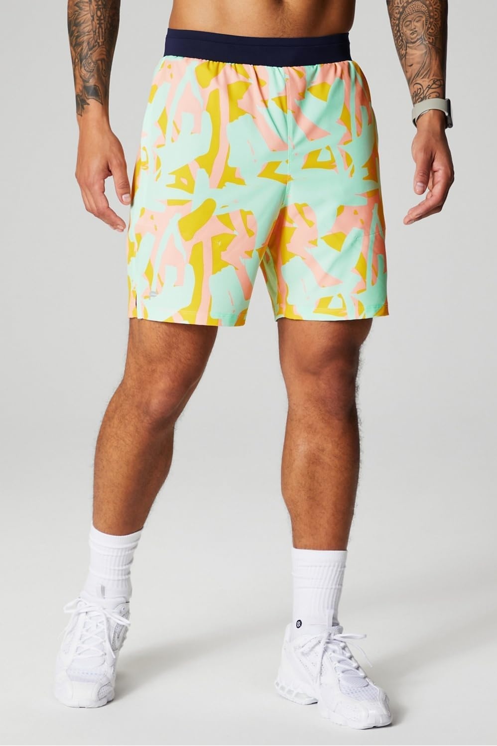 image:imageFabletics Mens The Fundamental Short II Workout Running Training Gym Yoga Ultra LightweightPeach Kiss Organic Blobs