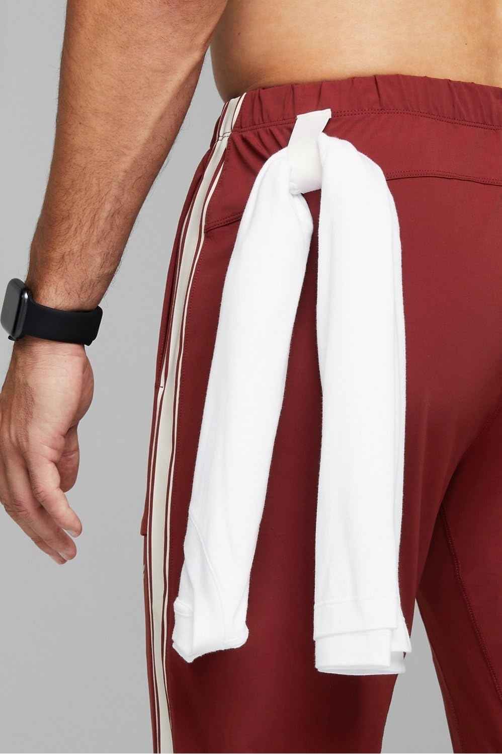 image:imageFabletics Mens The One Jogger QuickDry Hidden Pockets Zip Pockets UPF Protection AntiStink LightweightAdrenaline RedBone Stripe