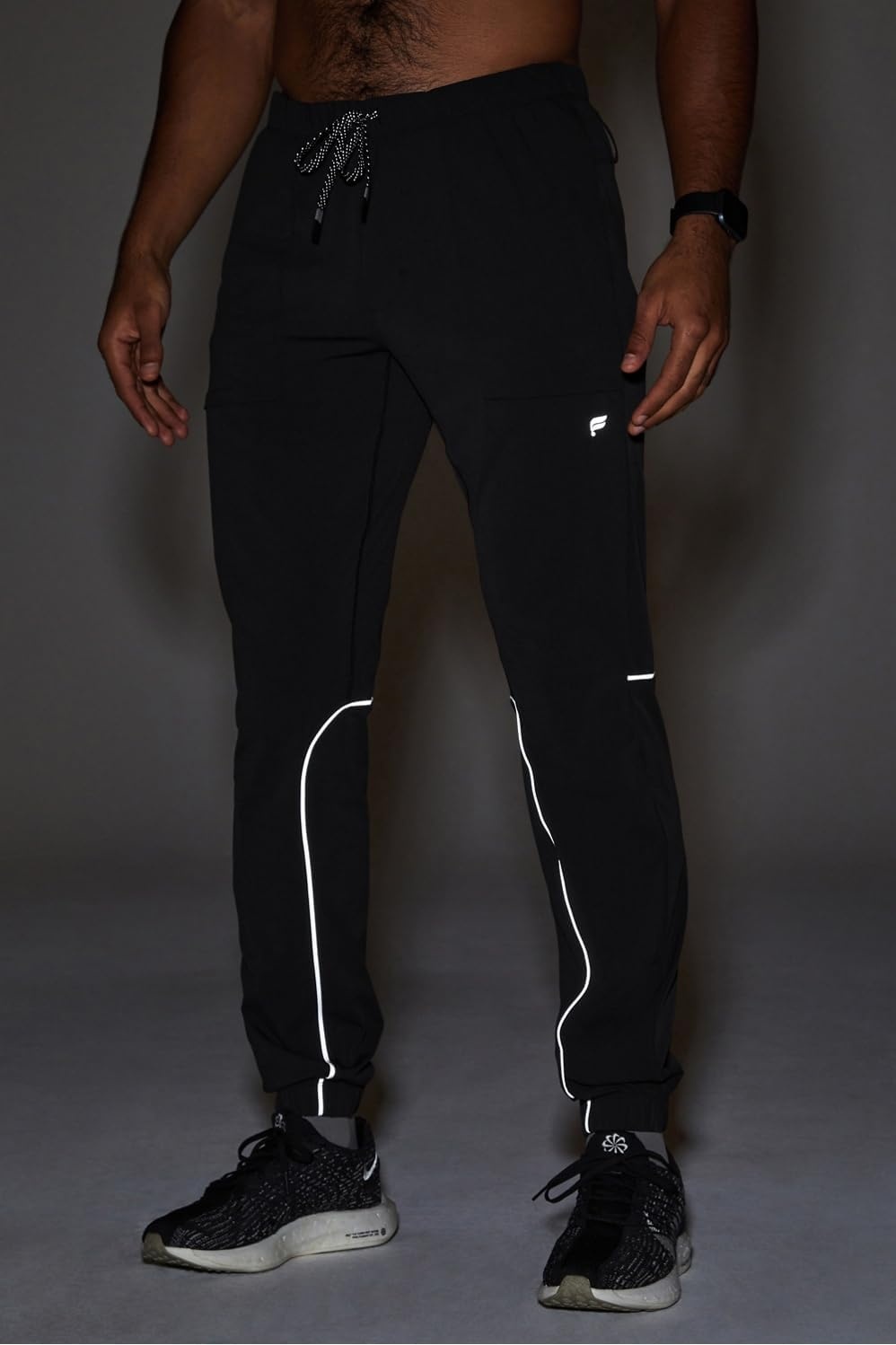 image:imageFabletics Mens The One Jogger QuickDry Hidden Pockets Zip Pockets UPF Protection AntiStink LightweightBlack Reflective