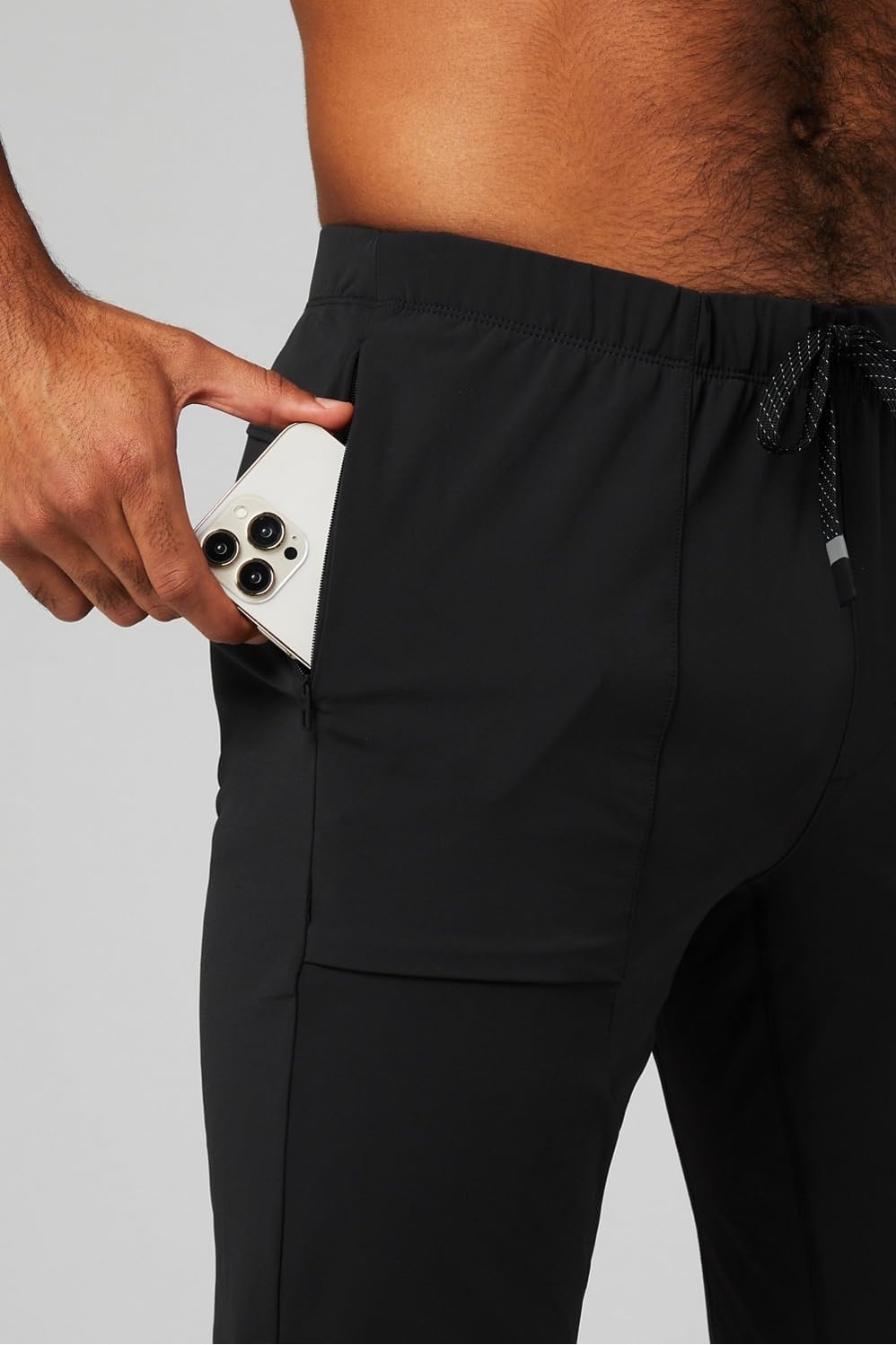 image:imageFabletics Mens The One Jogger QuickDry Hidden Pockets Zip Pockets UPF Protection AntiStink LightweightBlack Reflective