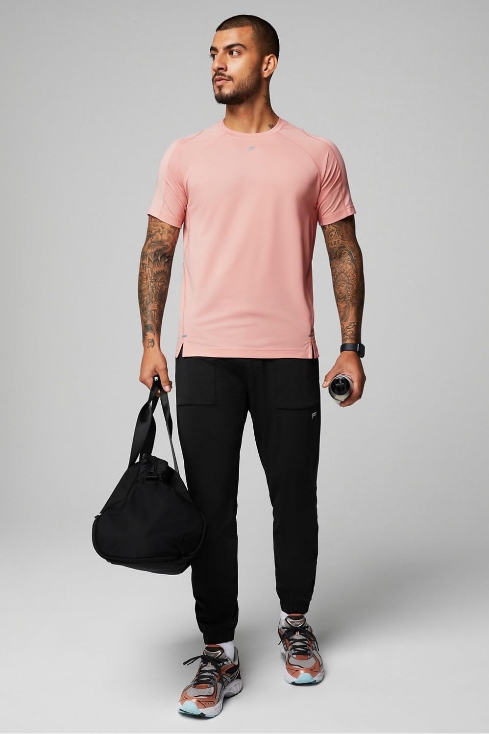 image:imageFabletics Mens The One Jogger QuickDry Hidden Pockets Zip Pockets UPF Protection AntiStink LightweightBlackPink Slate