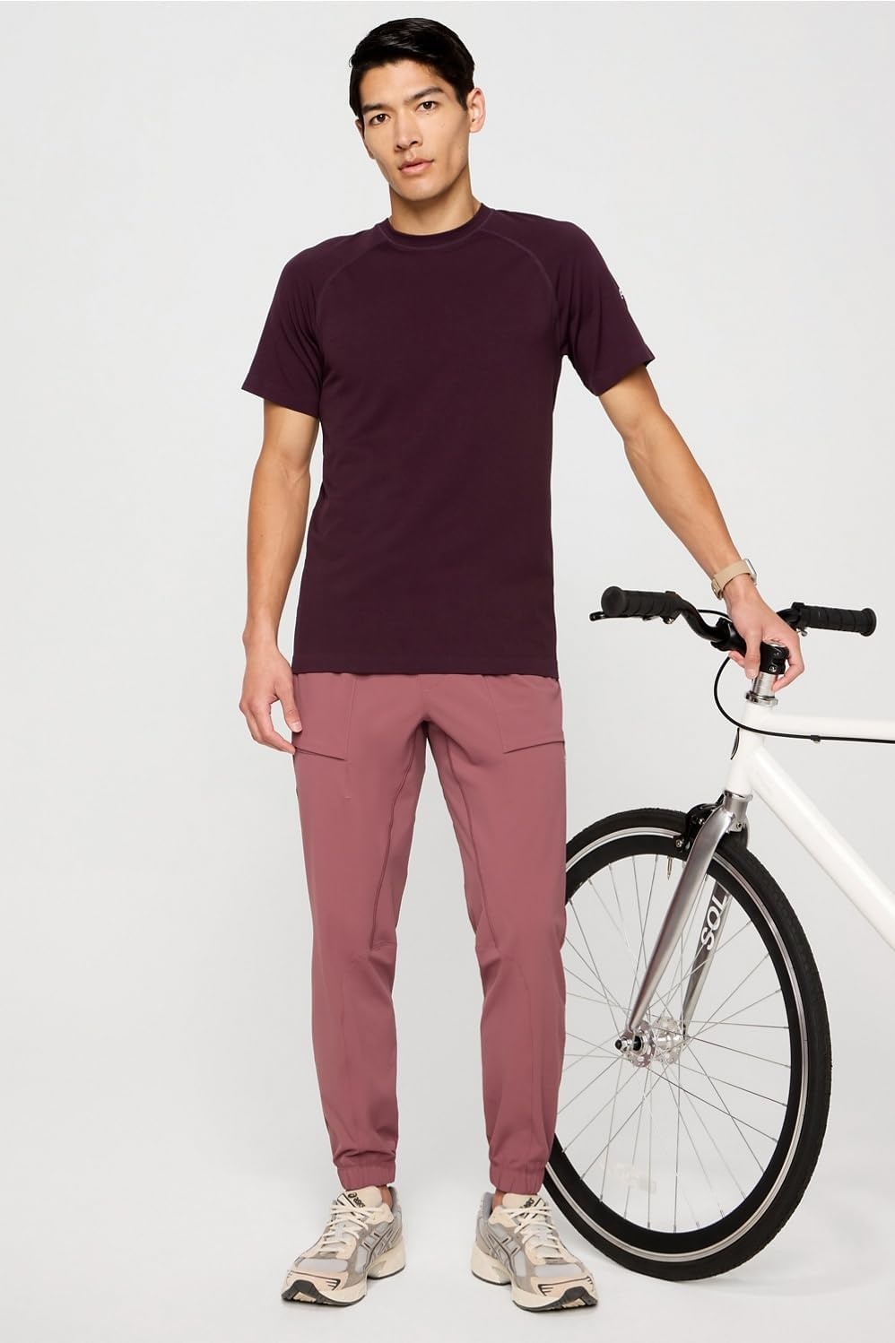 image:imageFabletics Mens The One Jogger QuickDry Hidden Pockets Zip Pockets UPF Protection AntiStink LightweightMoonlight MauveOxblood