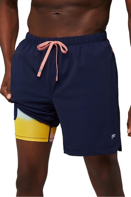image:imageFabletics Mens The One Short Lined Training Swimming Lightweight QuickDry Zip Pocket Stretch WovenDeep Navy Multi Spraydient