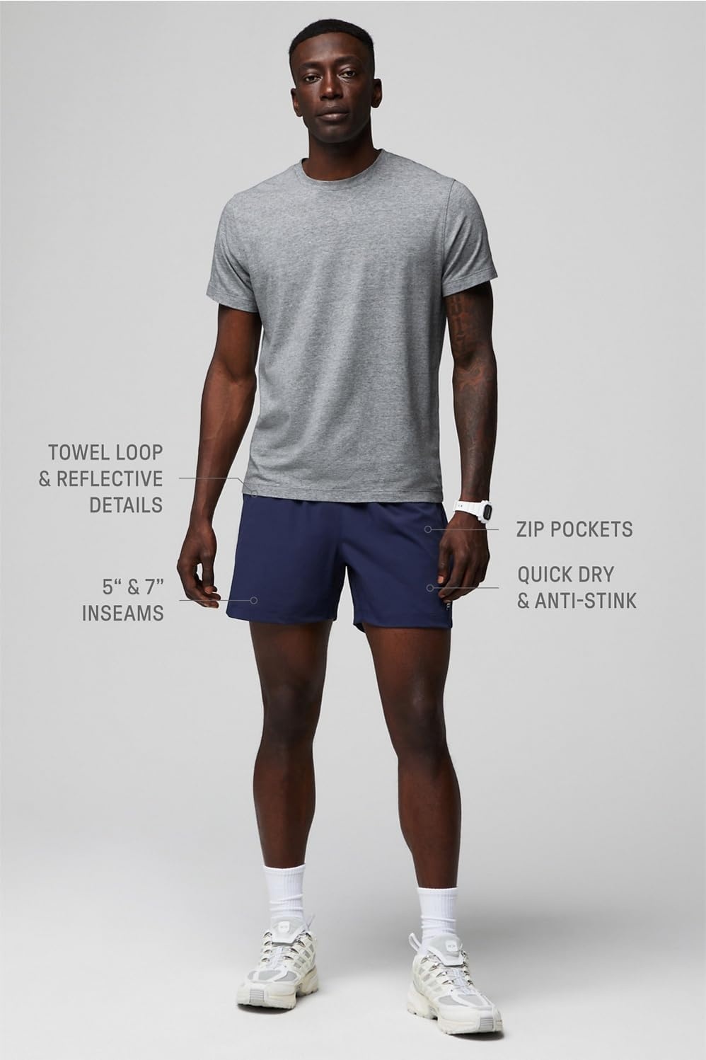 image:imageFabletics Mens The One Short Lined Training Swimming Lightweight QuickDry Zip Pocket Stretch WovenDeep Navy