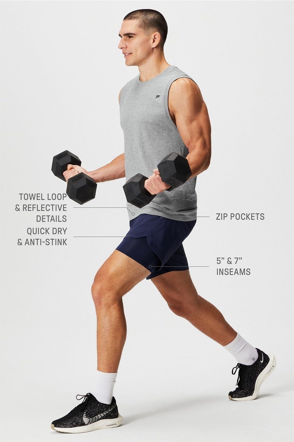 image:imageFabletics Mens The One Short Lined Training Swimming Lightweight QuickDry Zip Pocket Stretch WovenDeep Navy