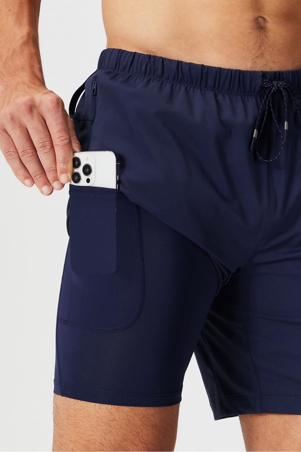 image:imageFabletics Mens The One Short Lined Training Swimming Lightweight QuickDry Zip Pocket Stretch WovenDeep Navy
