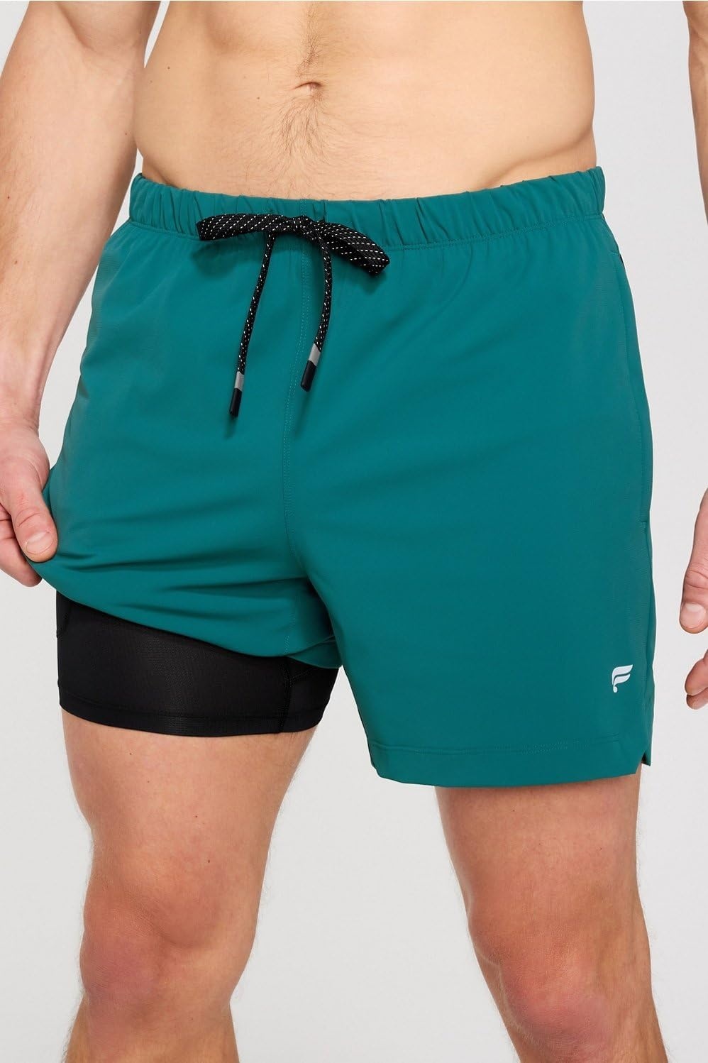 image:imageFabletics Mens The One Short Lined Training Swimming Lightweight QuickDry Zip Pocket Stretch WovenGreen Abyss