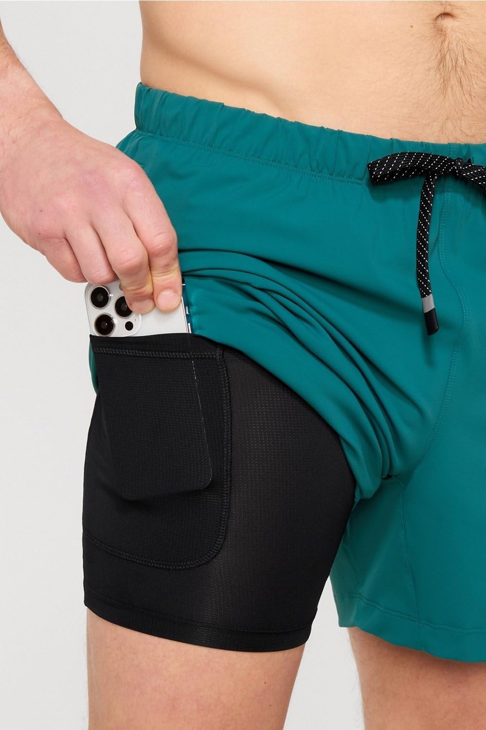 image:imageFabletics Mens The One Short Lined Training Swimming Lightweight QuickDry Zip Pocket Stretch WovenGreen Abyss