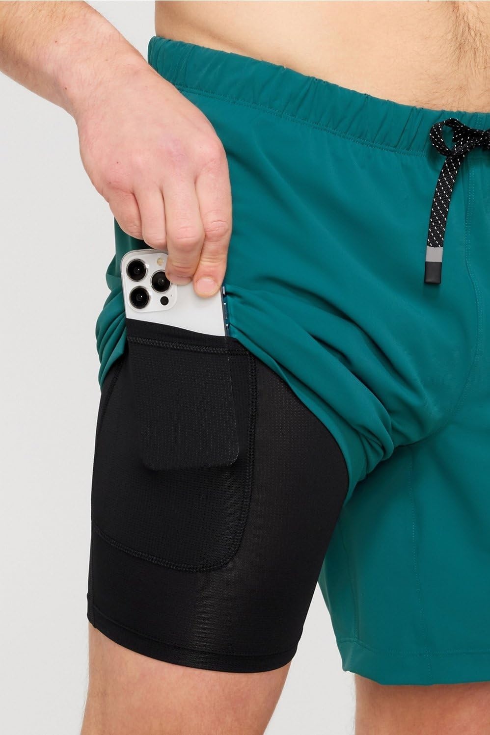 image:imageFabletics Mens The One Short Lined Training Swimming Lightweight QuickDry Zip Pocket Stretch WovenGreen Abyss