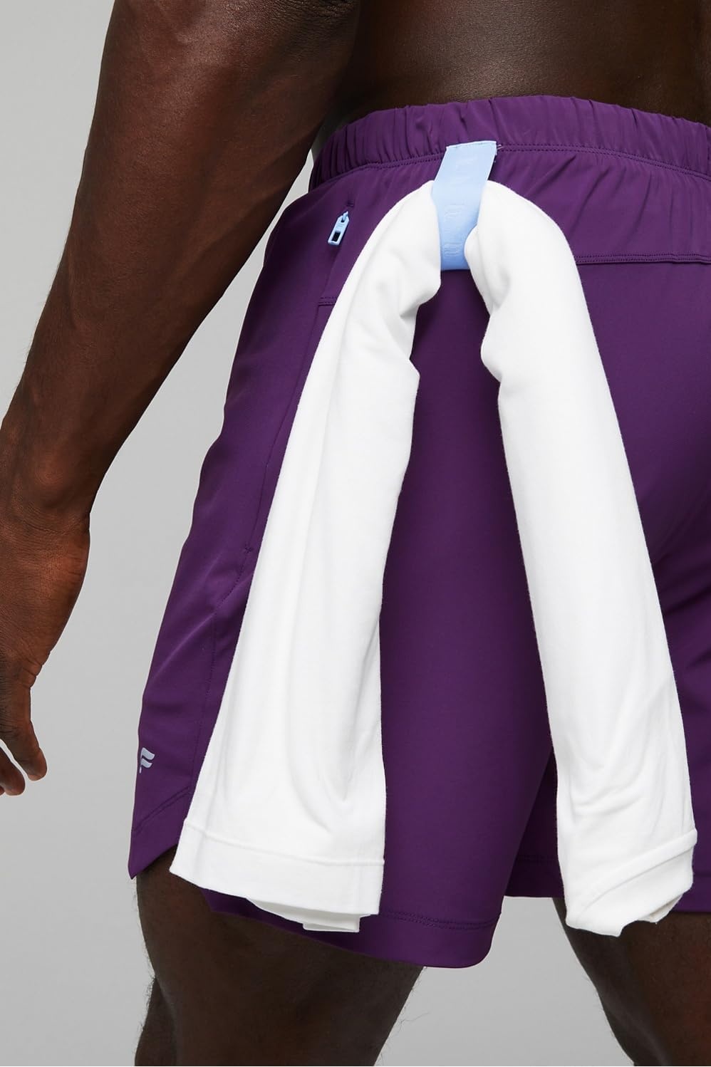 image:imageFabletics Mens The One Short Lined Training Swimming Lightweight QuickDry Zip Pocket Stretch WovenLuxe PlumBali Blue Outline
