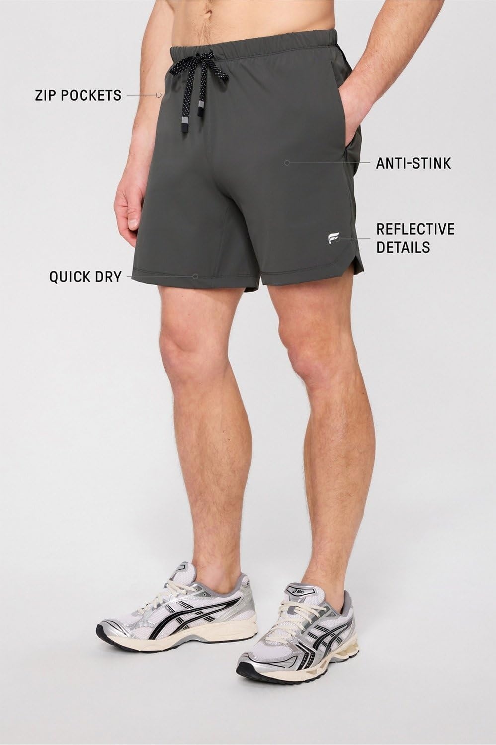 image:imageFabletics Mens The One Short Lined Training Swimming Lightweight QuickDry Zip Pocket Stretch WovenOnyx