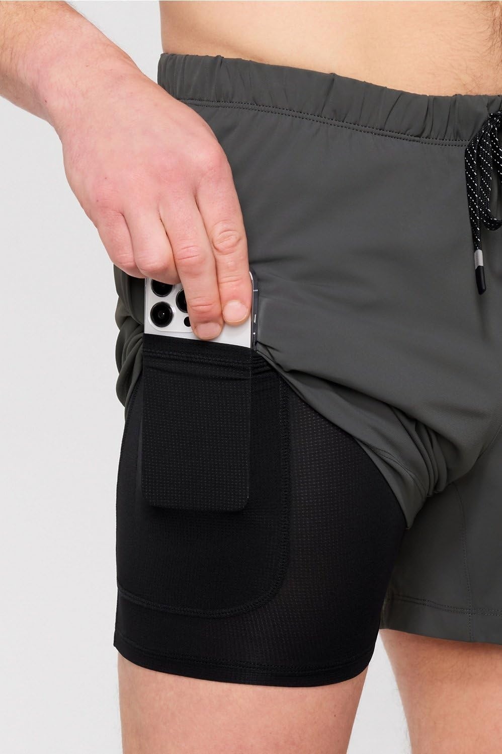 image:imageFabletics Mens The One Short Lined Training Swimming Lightweight QuickDry Zip Pocket Stretch WovenOnyx