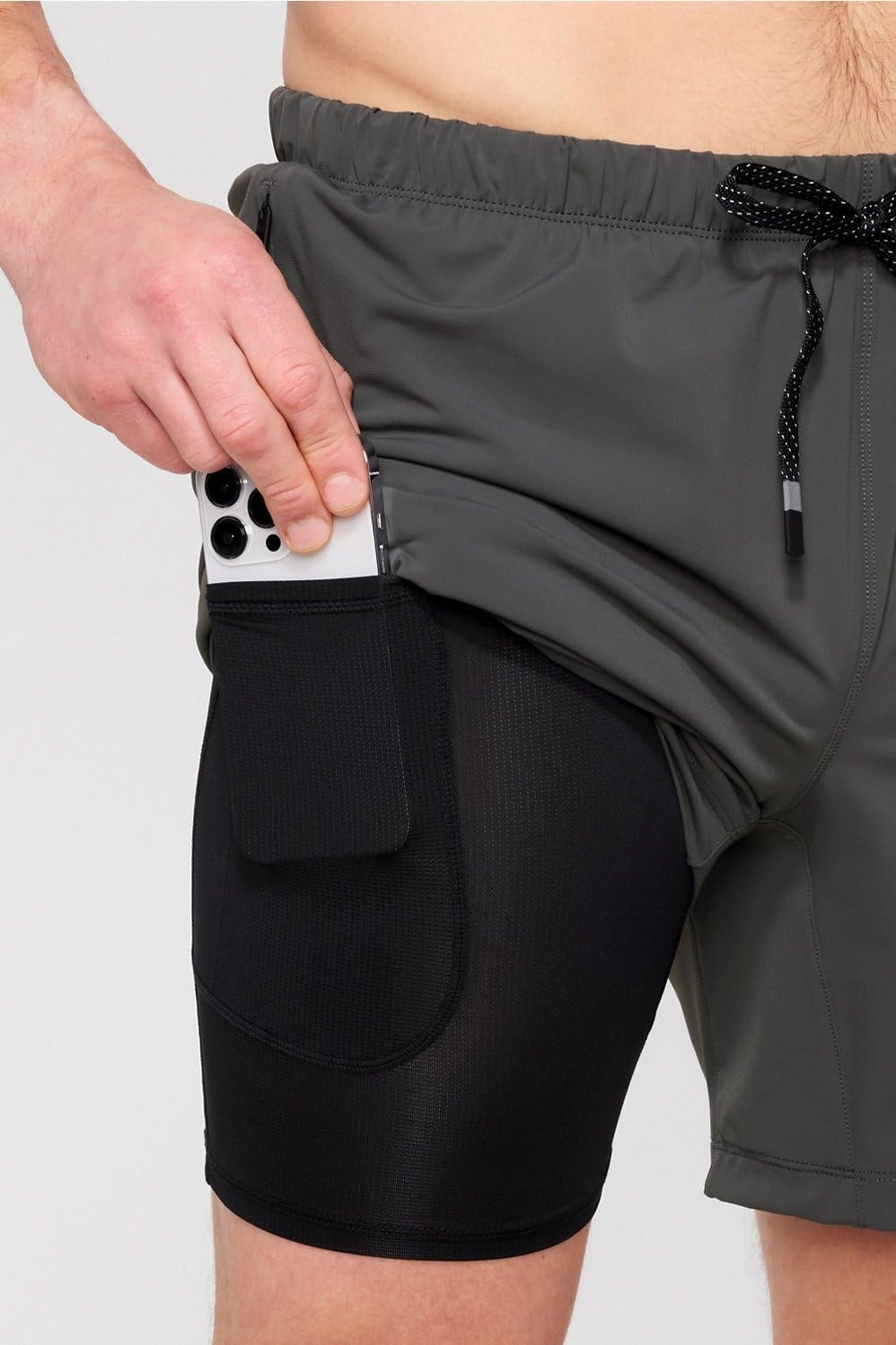image:imageFabletics Mens The One Short Lined Training Swimming Lightweight QuickDry Zip Pocket Stretch WovenOnyx