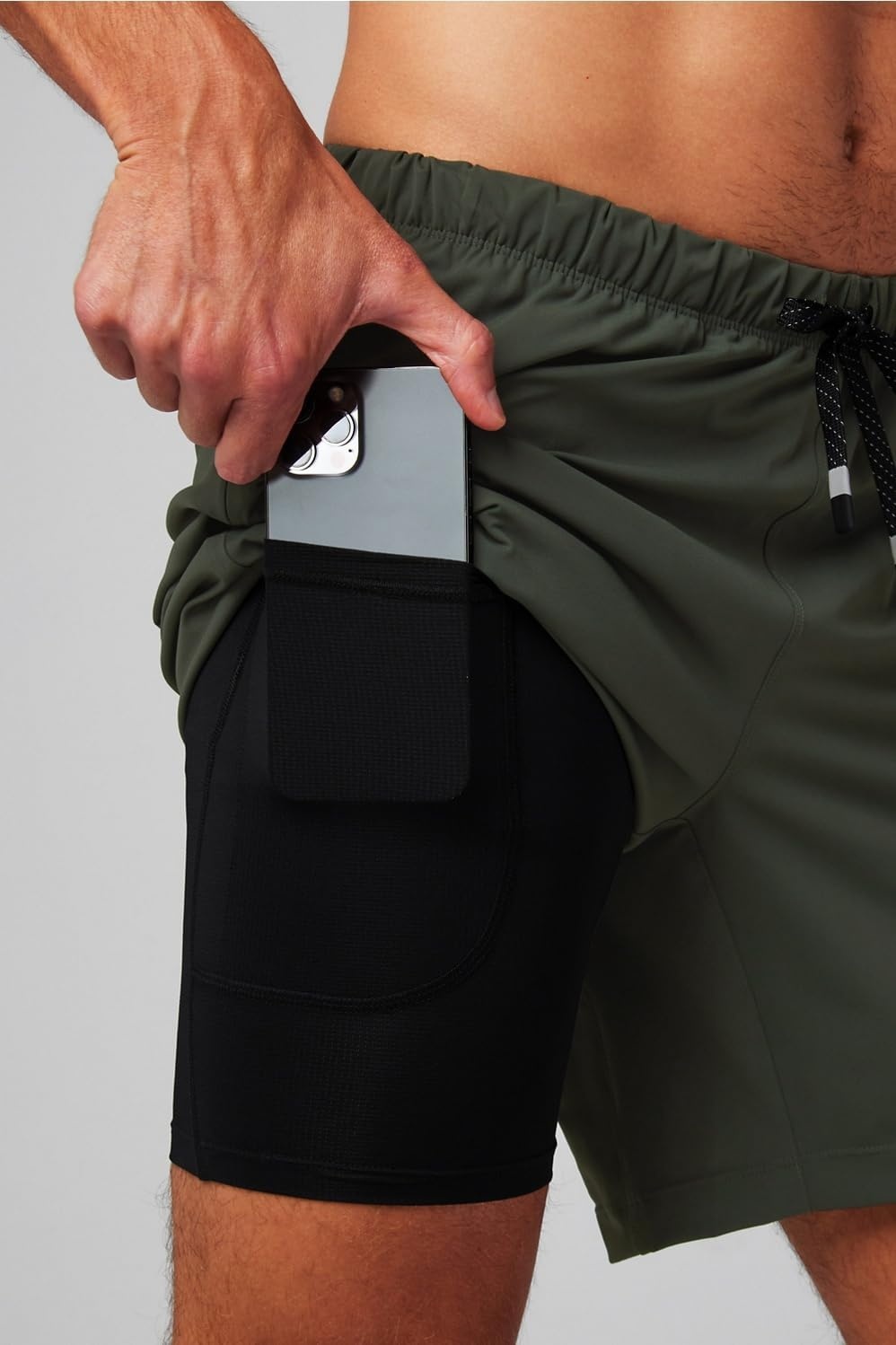 image:imageFabletics Mens The One Short Lined Training Swimming Lightweight QuickDry Zip Pocket Stretch WovenPine Shadow