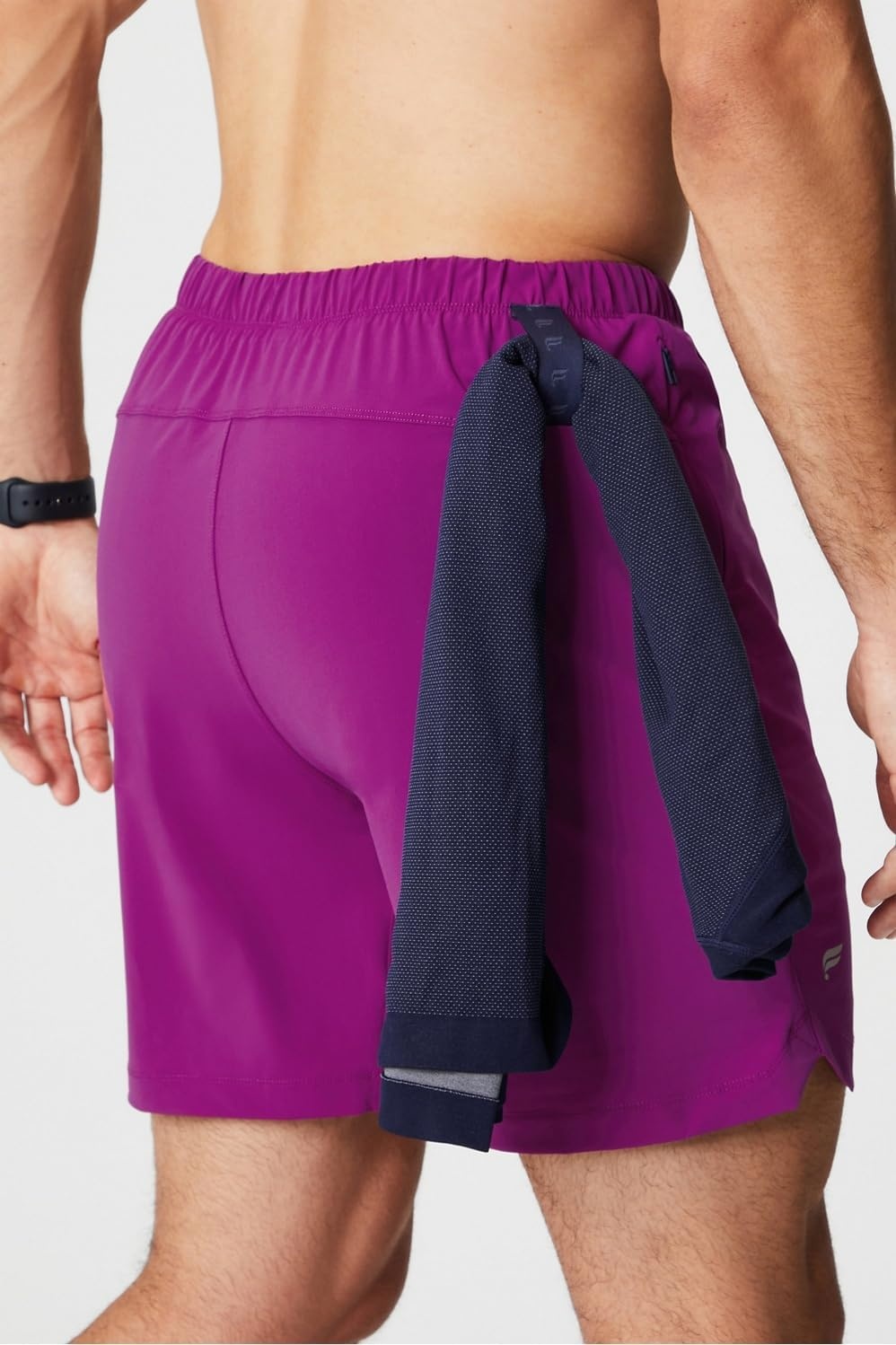 image:imageFabletics Mens The One Short Unlined Training Swimming Lightweight QuickDry Zip Pocket Stretch WovenAubergine