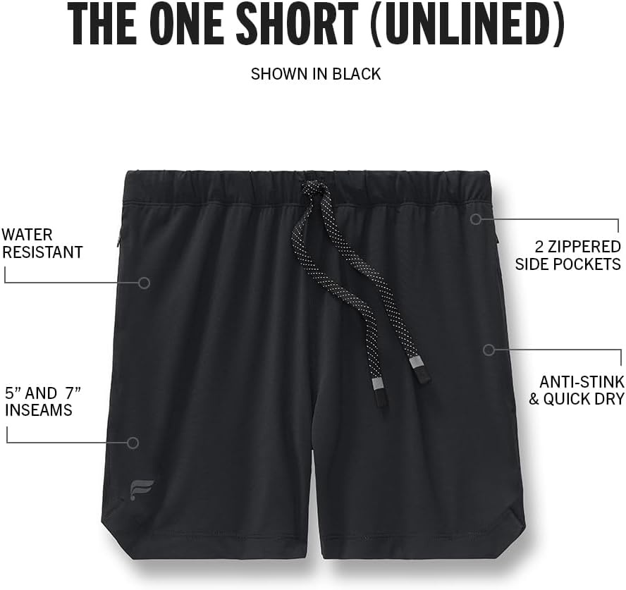 image:imageFabletics Mens The One Short Unlined Training Swimming Lightweight QuickDry Zip Pocket Stretch WovenBlack