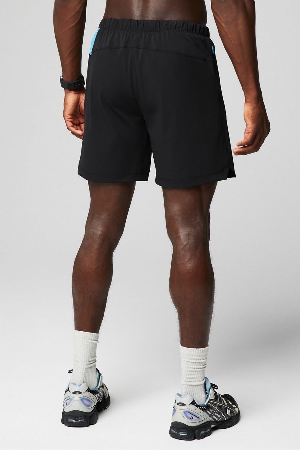 image:imageFabletics Mens The One Short Unlined Training Swimming Lightweight QuickDry Zip Pocket Stretch WovenBlackRiptide Static Stripe