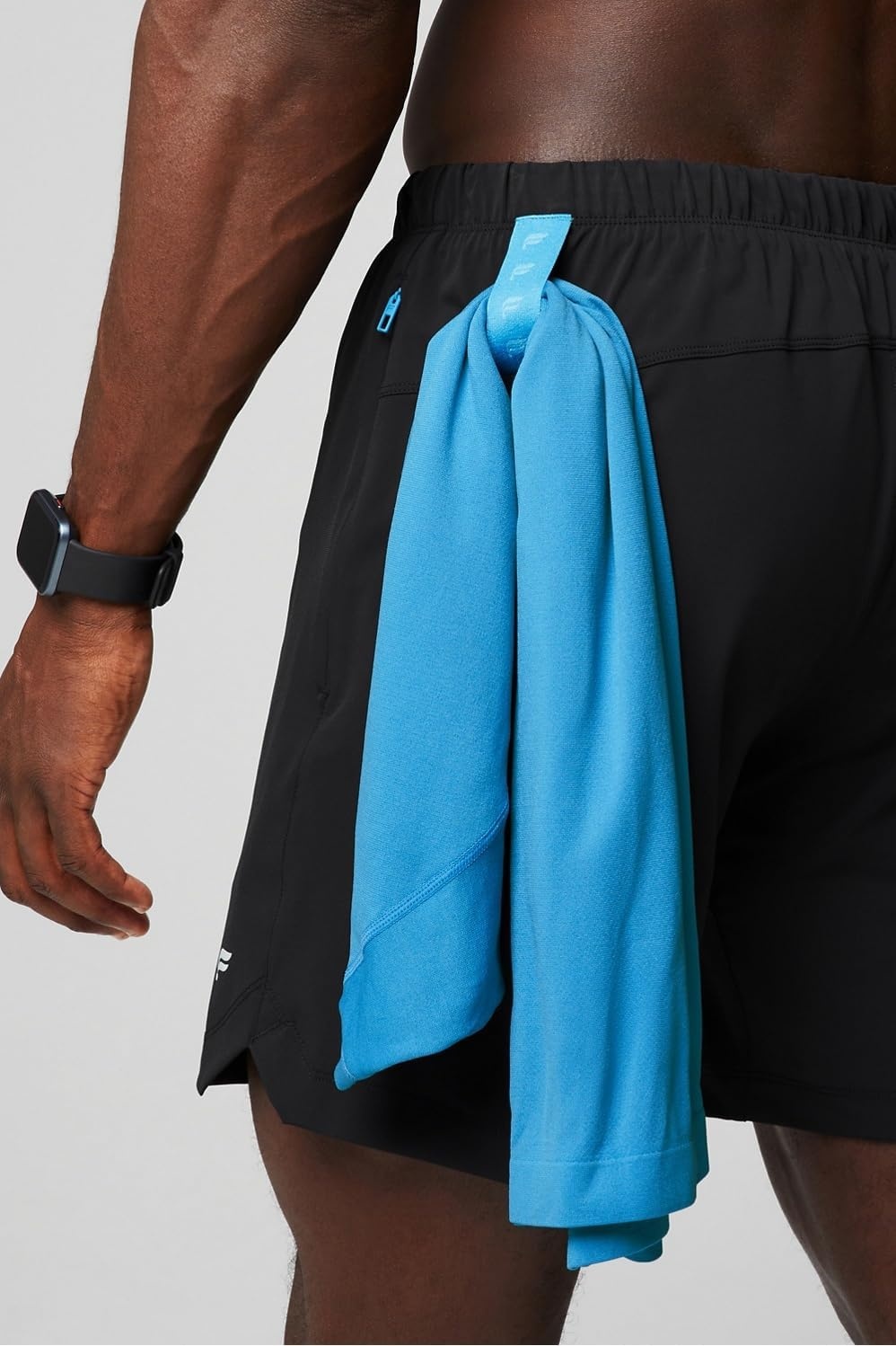 image:imageFabletics Mens The One Short Unlined Training Swimming Lightweight QuickDry Zip Pocket Stretch WovenBlackRiptide Static Stripe