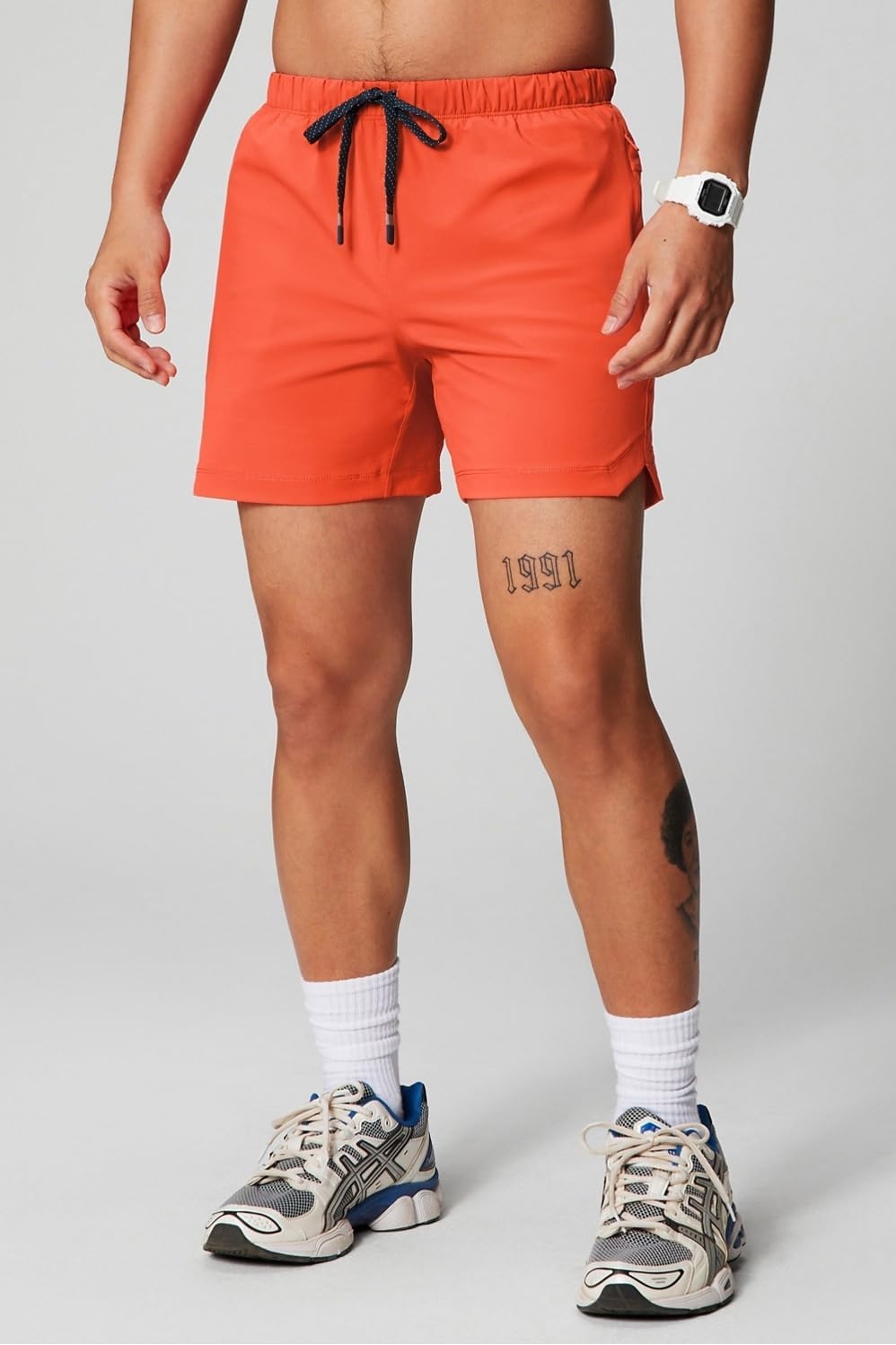 image:imageFabletics Mens The One Short Unlined Training Swimming Lightweight QuickDry Zip Pocket Stretch WovenBright Flame