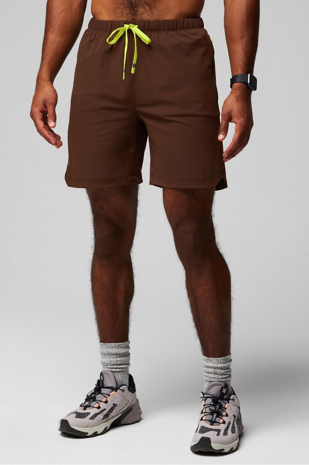 image:imageFabletics Mens The One Short Unlined Training Swimming Lightweight QuickDry Zip Pocket Stretch WovenBrilliant Brown
