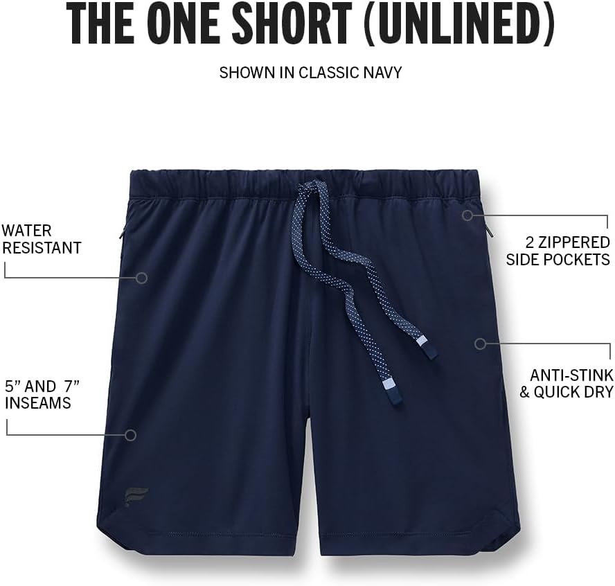 image:imageFabletics Mens The One Short Unlined Training Swimming Lightweight QuickDry Zip Pocket Stretch WovenClassic Navy