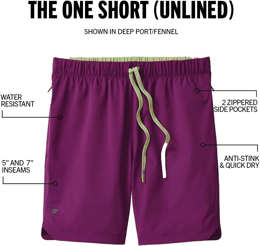 image:imageFabletics Mens The One Short Unlined Training Swimming Lightweight QuickDry Zip Pocket Stretch WovenDeep Port Fennel