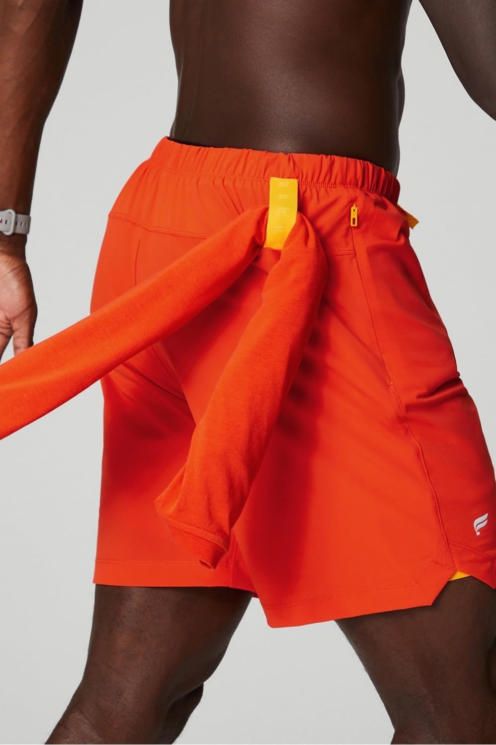 image:imageFabletics Mens The One Short Unlined Training Swimming Lightweight QuickDry Zip Pocket Stretch WovenHeirloom Tomato