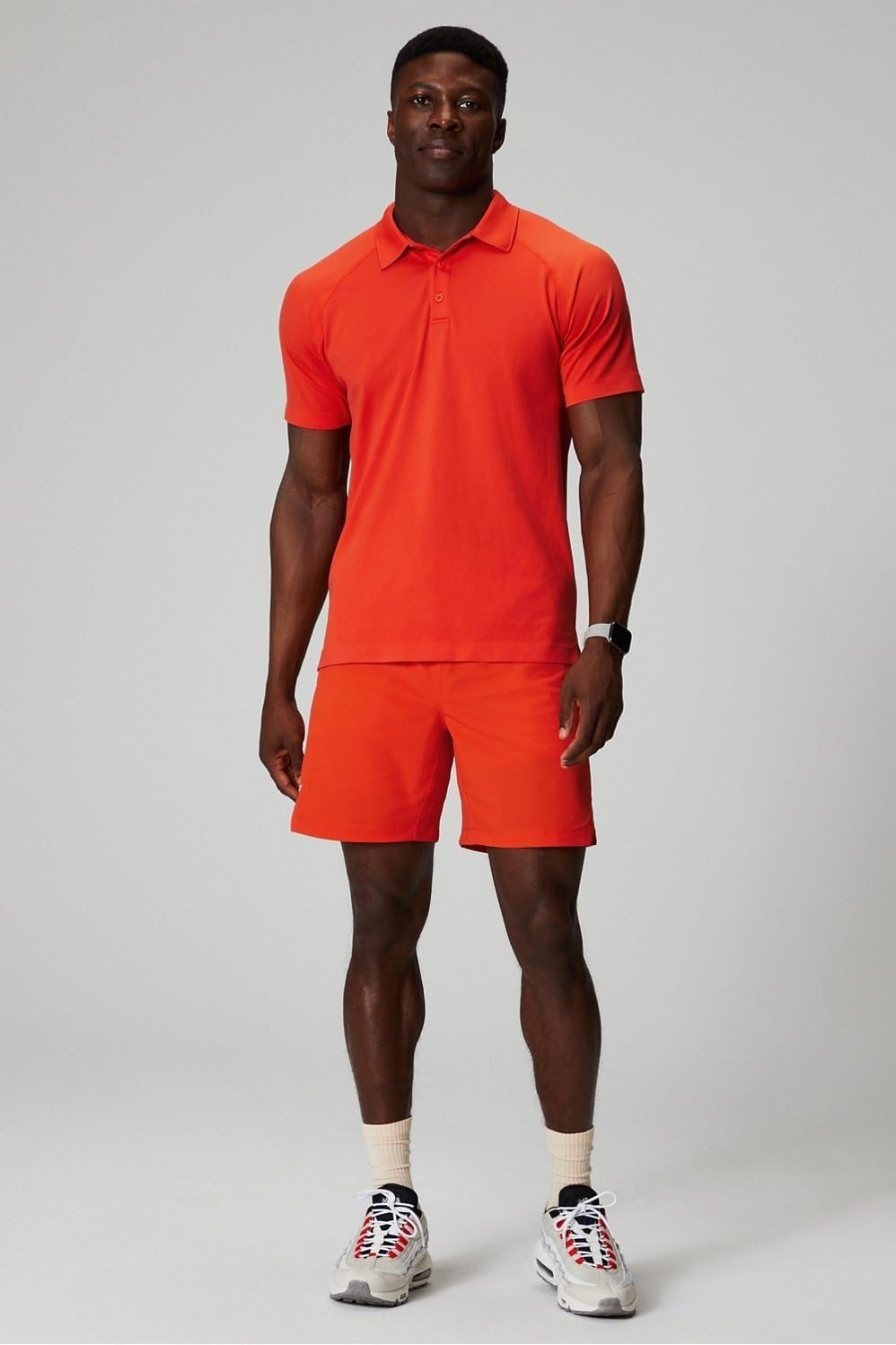 image:imageFabletics Mens The One Short Unlined Training Swimming Lightweight QuickDry Zip Pocket Stretch WovenHeirloom Tomato