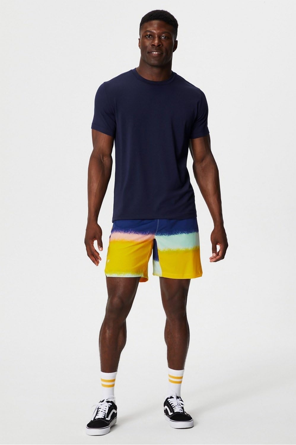 image:imageFabletics Mens The One Short Unlined Training Swimming Lightweight QuickDry Zip Pocket Stretch WovenMulti Spraydient