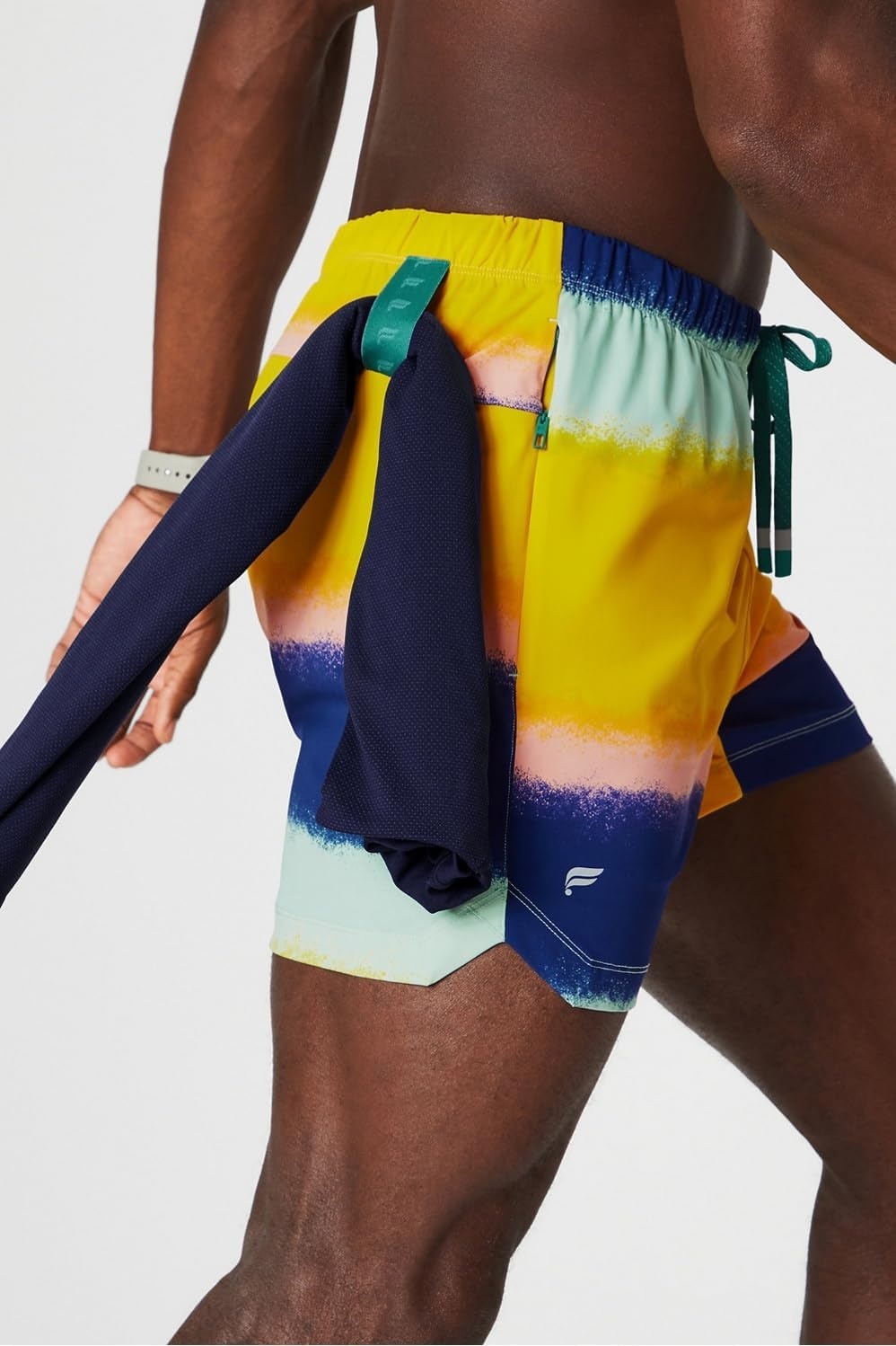 image:imageFabletics Mens The One Short Unlined Training Swimming Lightweight QuickDry Zip Pocket Stretch WovenMulti Spraydient