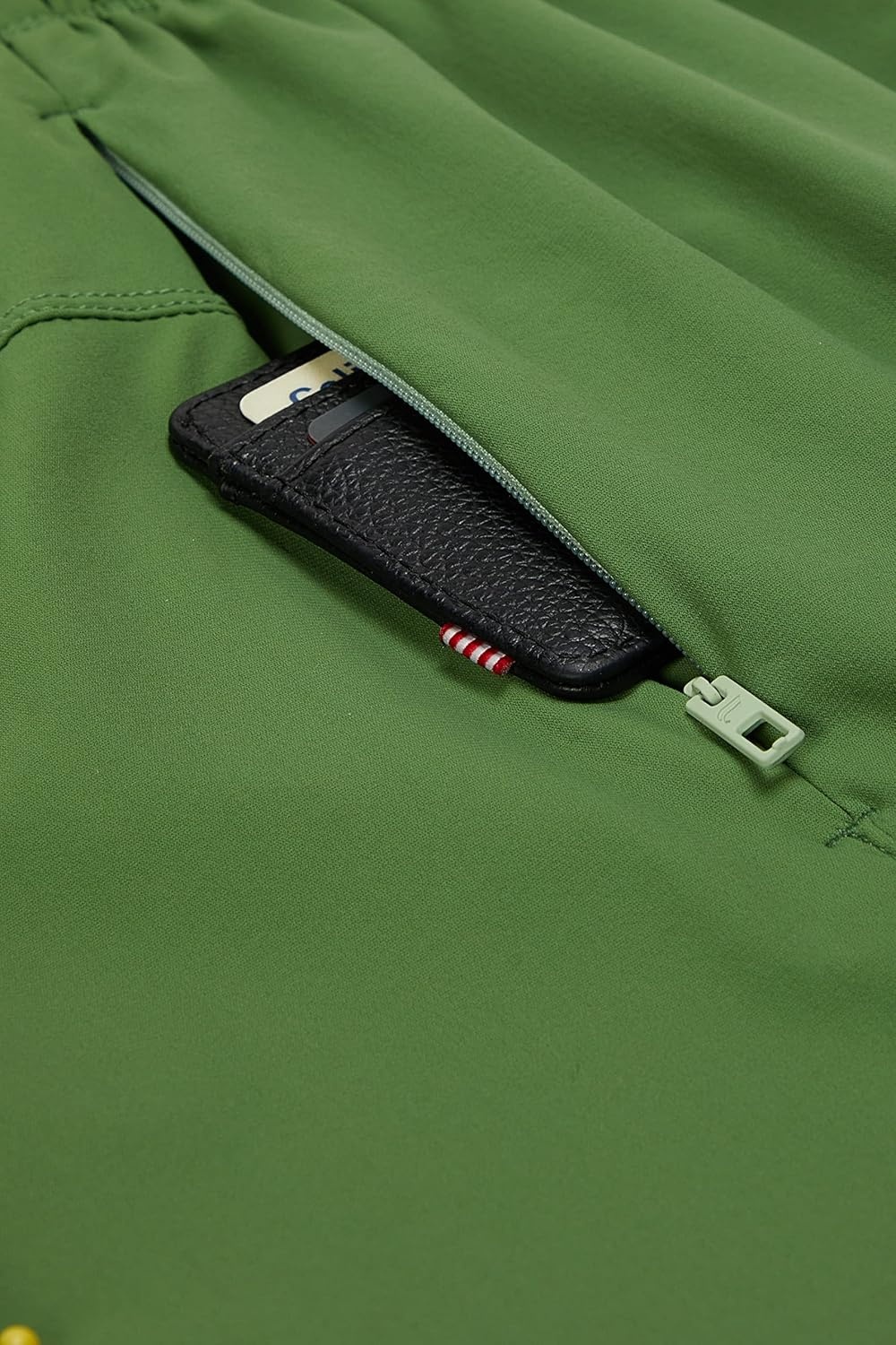 image:imageFabletics Mens The One Short Unlined Training Swimming Lightweight QuickDry Zip Pocket Stretch WovenNeo Olive