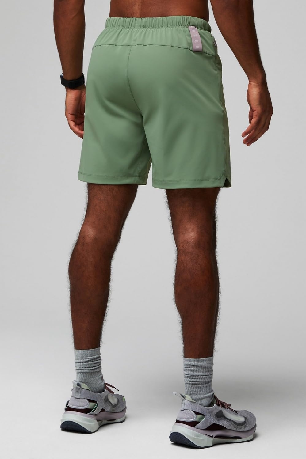 image:imageFabletics Mens The One Short Unlined Training Swimming Lightweight QuickDry Zip Pocket Stretch WovenPalm Leaf