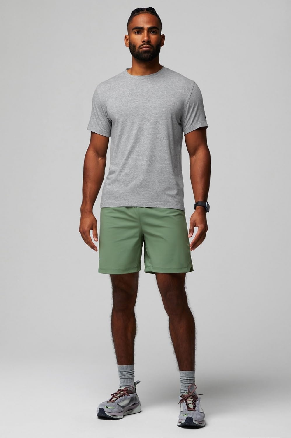 image:imageFabletics Mens The One Short Unlined Training Swimming Lightweight QuickDry Zip Pocket Stretch WovenPalm Leaf