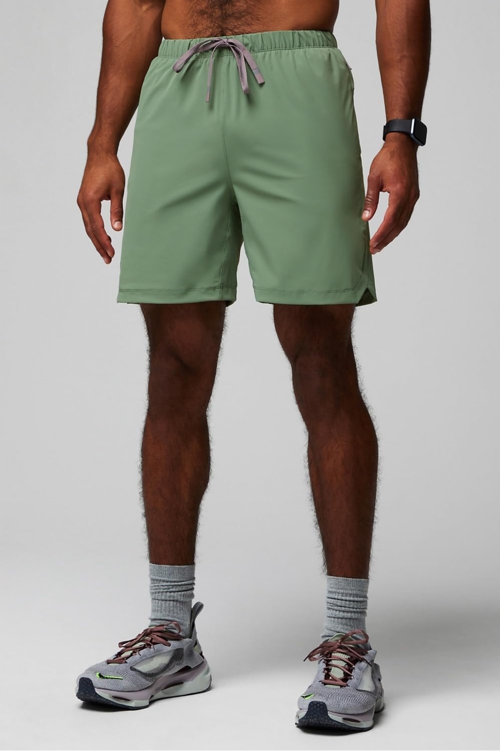 image:imageFabletics Mens The One Short Unlined Training Swimming Lightweight QuickDry Zip Pocket Stretch WovenPalm Leaf