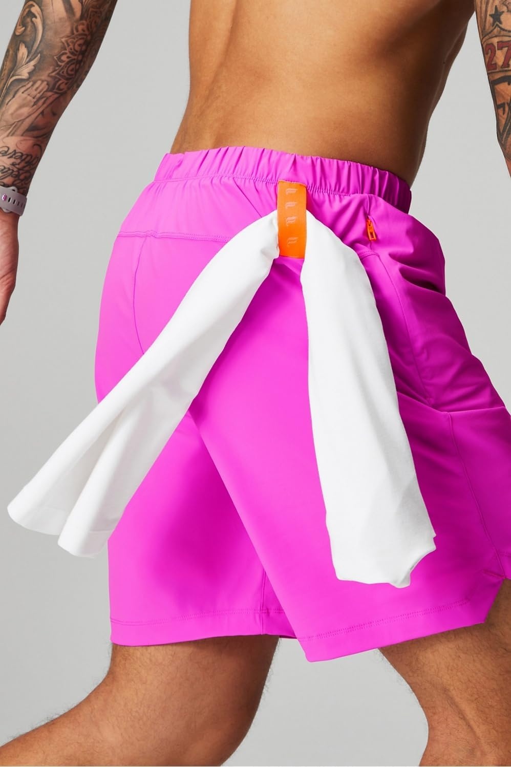 image:imageFabletics Mens The One Short Unlined Training Swimming Lightweight QuickDry Zip Pocket Stretch WovenPink Escape