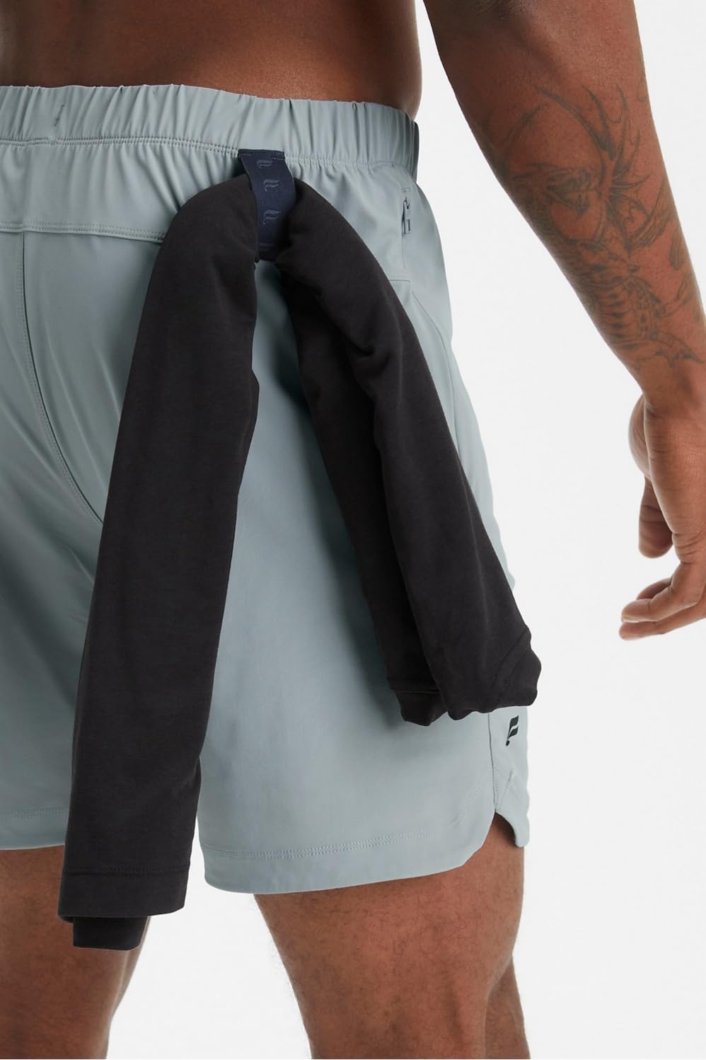 image:imageFabletics Mens The One Short Unlined Training Swimming Lightweight QuickDry Zip Pocket Stretch WovenShadow Grey