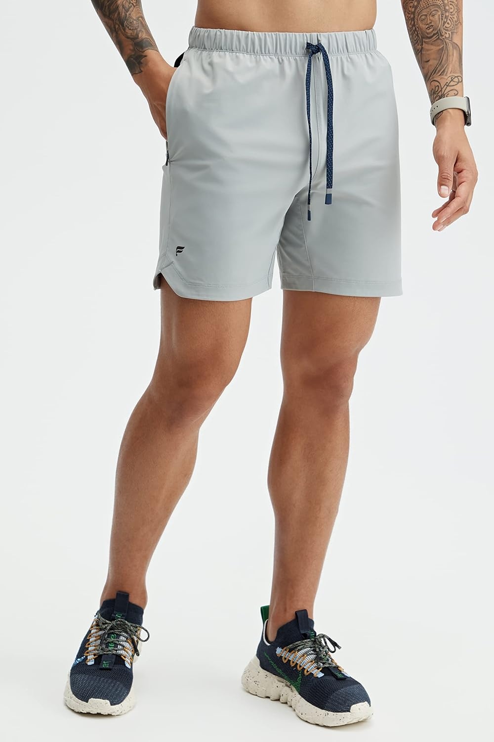 image:imageFabletics Mens The One Short Unlined Training Swimming Lightweight QuickDry Zip Pocket Stretch WovenShadow Grey