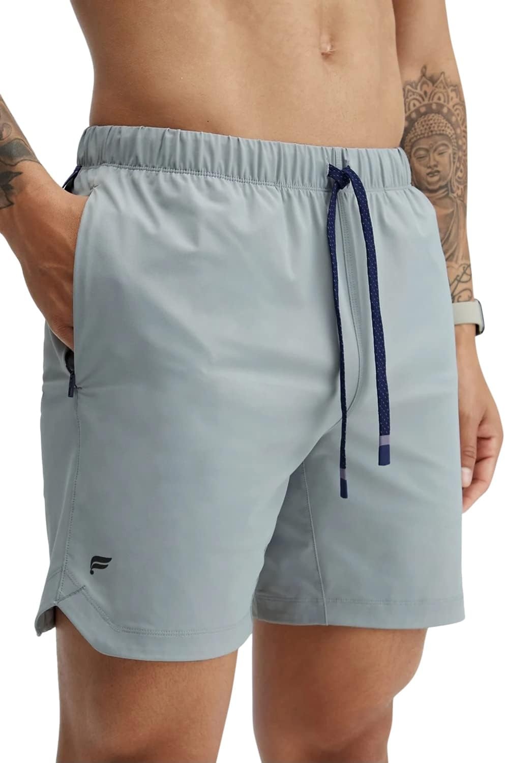 image:imageFabletics Mens The One Short Unlined Training Swimming Lightweight QuickDry Zip Pocket Stretch WovenShadow Grey