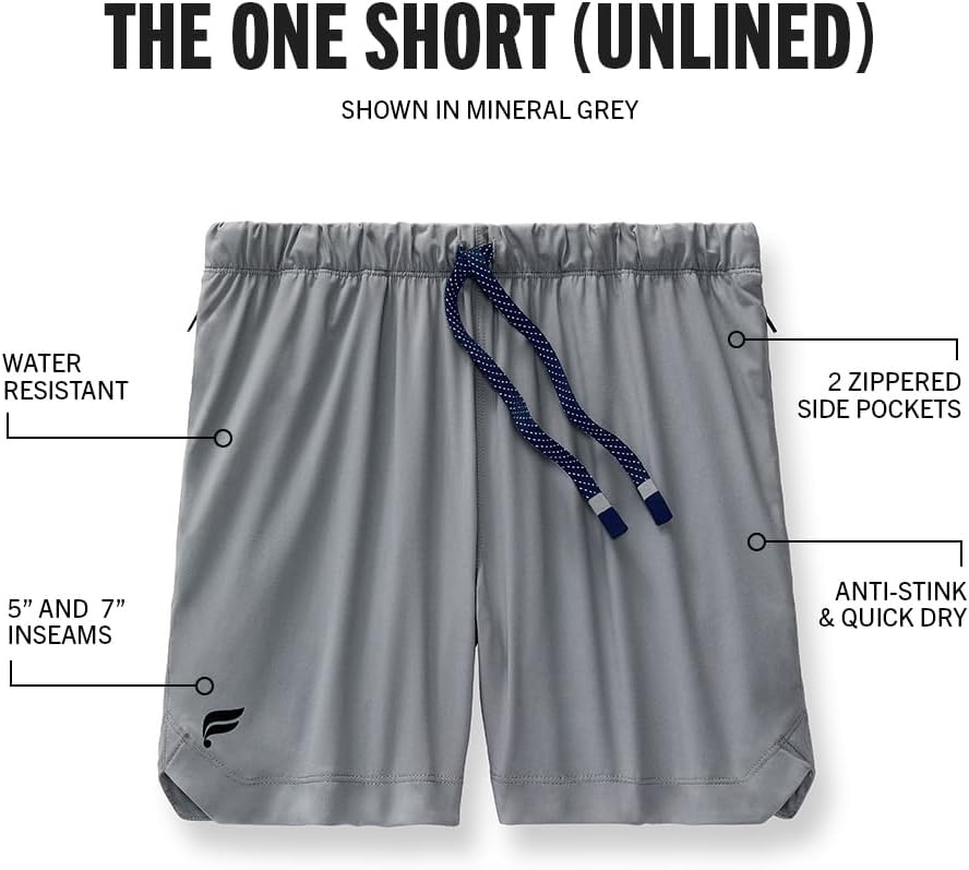 image:imageFabletics Mens The One Short Unlined Training Swimming Lightweight QuickDry Zip Pocket Stretch WovenShadow Grey
