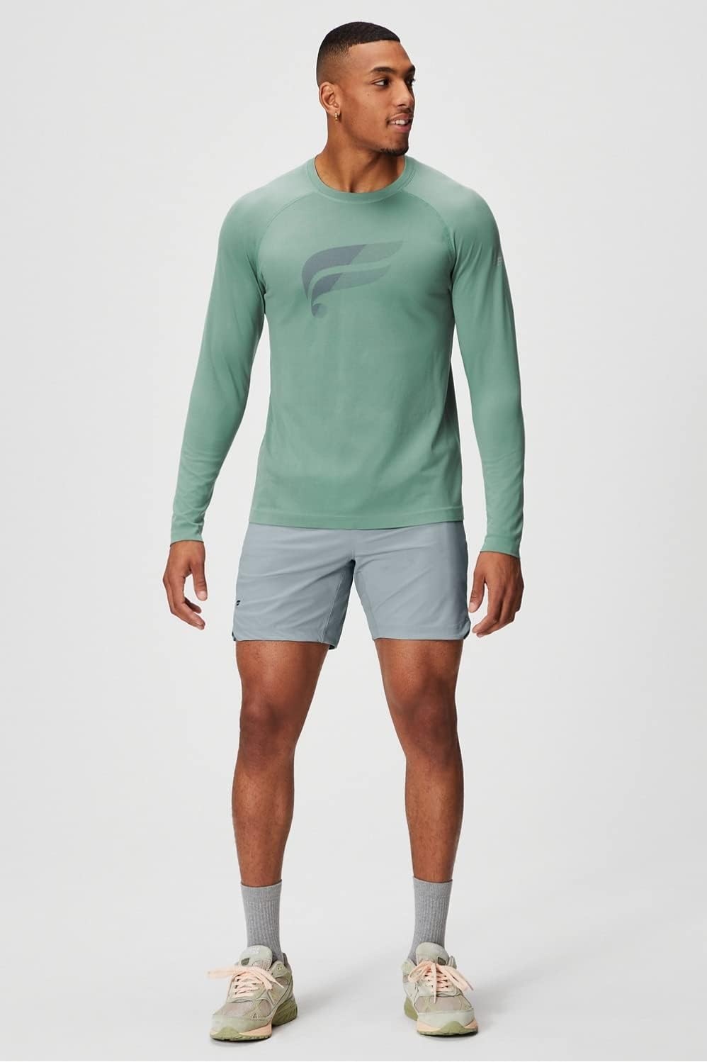 image:imageFabletics Mens The One Short Unlined Training Swimming Lightweight QuickDry Zip Pocket Stretch WovenShadow Grey