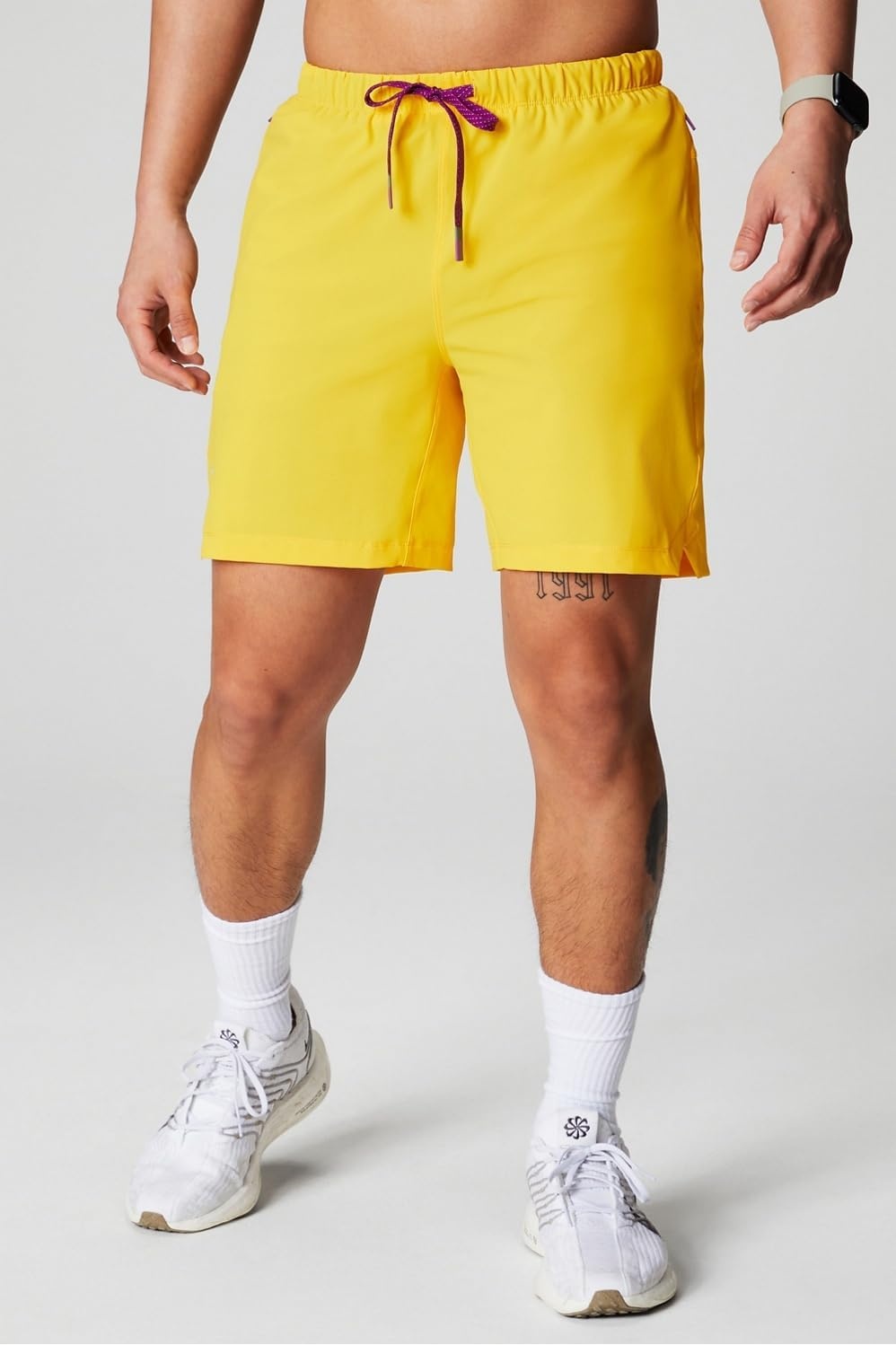 image:imageFabletics Mens The One Short Unlined Training Swimming Lightweight QuickDry Zip Pocket Stretch WovenSunset Yellow