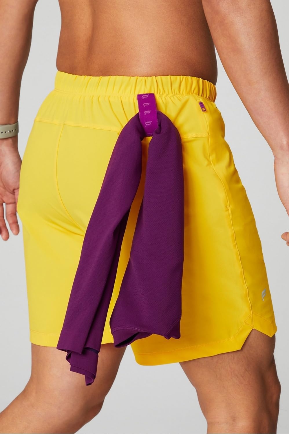 image:imageFabletics Mens The One Short Unlined Training Swimming Lightweight QuickDry Zip Pocket Stretch WovenSunset Yellow