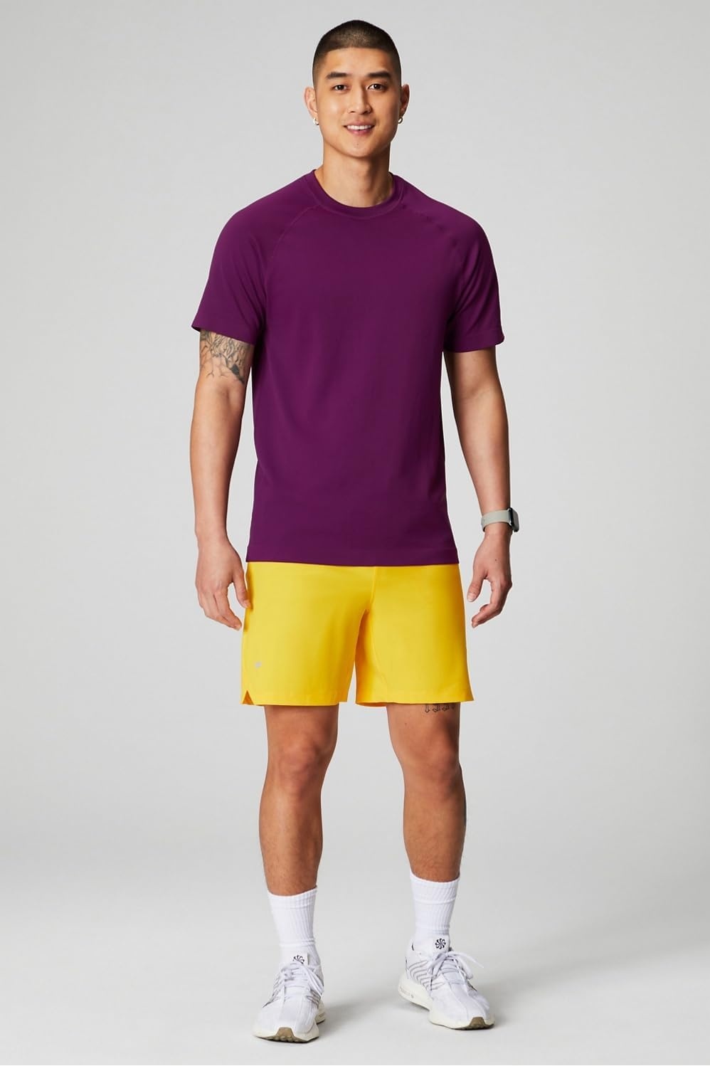image:imageFabletics Mens The One Short Unlined Training Swimming Lightweight QuickDry Zip Pocket Stretch WovenSunset Yellow